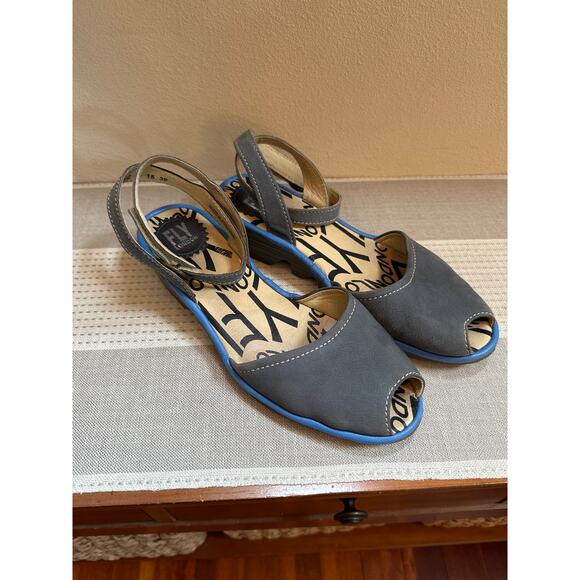 Fly London Shoes Women - Etsy Fly London Blue Leather double ankle strap open toe sandals Size 39/ US 8.5